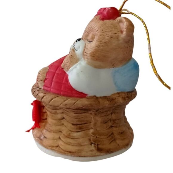Jasco Sleeping Bear Bell Ornament Vtg Porcelain Merri Bells Miniature Christmas. - Picture 7 of 13